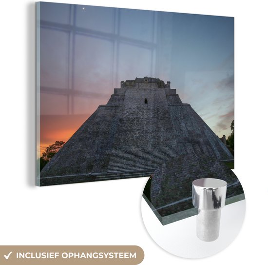 Glasschilderij - Chichén Itzá - Piramide - Mexico - Acrylglas Schilderijen - Foto op Glas