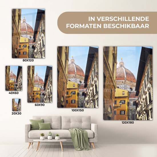 MuchoWow® Peinture sur Verre - Florence - Rue - Dôme - 80x120 cm - Peintures sur Verre Peintures - Photo sur Glas