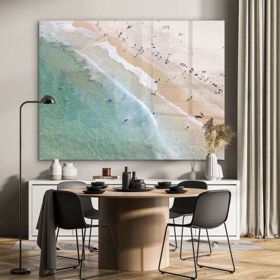 MuchoWow® Peinture sur verre - Vue de dessus de la plage de Bondi en Australie - 160x120 cm - Peintures sur verre acrylique - Photo sur Glas