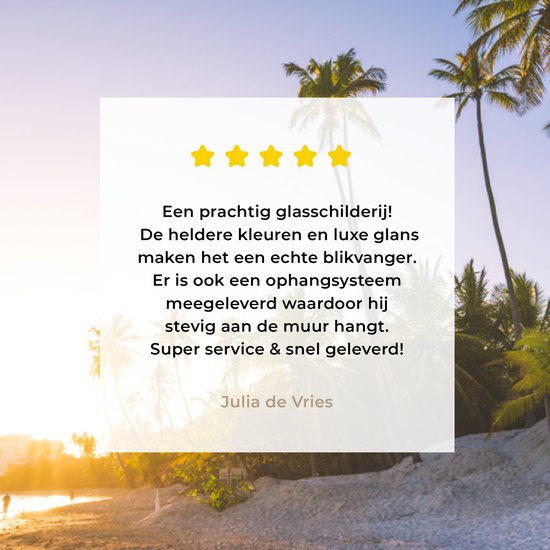 MuchoWow® Peinture sur Verre - Palmiers sur la Plage Pendant le Lever du Soleil - 150x100 cm - Peintures sur Verre Acrylique - Photo sur Glas