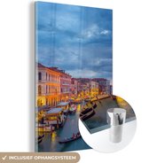 MuchoWow® Glasschilderij 40x60 cm - Schilderij acrylglas - Water - Nacht - Venetië - Foto op glas - Schilderijen