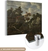MuchoWow® Glasschilderij 40x30 cm - Schilderij acrylglas - Rotsachtig landschap - Schilderij van Jacob van Ruisdael - Foto op glas - Schilderijen