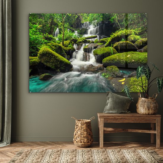 Peinture sur Verre - Cascade - Mousse - Nature - 150x100 cm - Peintures sur Verre Peintures - Photo sur Glas