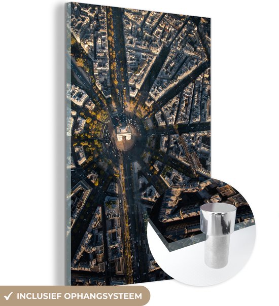 MuchoWow® Glasschilderij 40x60 cm - Schilderij acrylglas - Arc de Triomphe - Parijs - Frankrijk - Foto op glas - Schilderijen