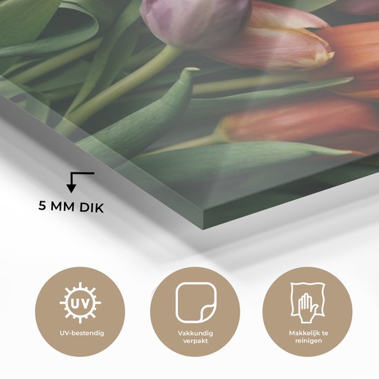 MuchoWow® Peinture sur verre - Fleurs - Tulipes - Citation - 120x80 cm - Peintures sur verre acrylique - Photo sur Glas