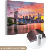 Peinture sur verre - New York - Soleil - Pont de Brooklyn - 60x40 cm - Peintures Plexiglas