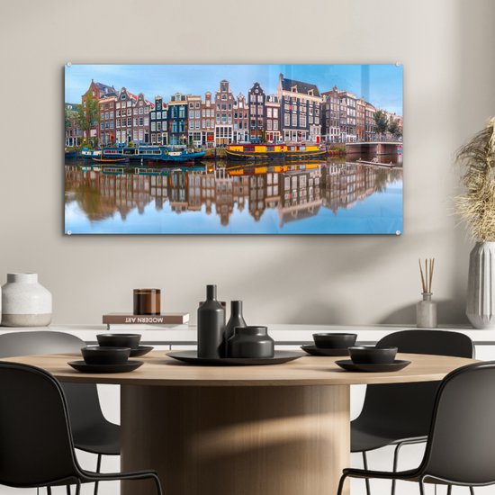 Peintures en plexiglas - Amsterdam - Panorama - Canaux - 80x40 cm