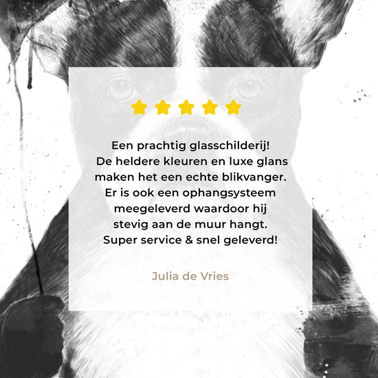 MuchoWow® Glasschilderij 30x40 cm - Schilderij acrylglas - Hond - Ballon - Stippen - Vogels - Foto op glas - Schilderijen