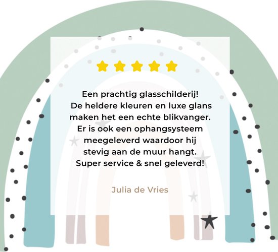 MuchoWow® Peinture sur verre 160x120 cm - Peinture sur verre acrylique - Arc-en-ciel - Enfants - Étoiles - Points - Pastel - Photo sur verre - Peintures