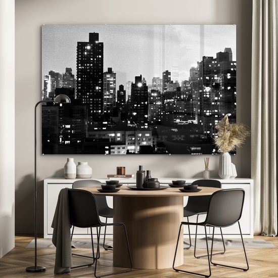 MuchoWow® Peinture sur verre 150x100 cm - Peinture sur verre acrylique - Ville en film noir - Photo sur verre - Peintures