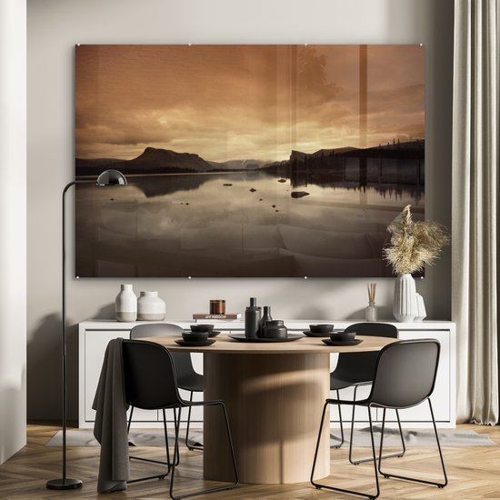 MuchoWow® Peinture sur verre - Coucher de soleil au parc national de Sarek en Suède - 150x100 cm - Peintures sur verre acrylique - Photo sur Glas