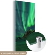 MuchoWow® Glasschilderij 20x40 cm - Schilderij acrylglas - IJsland - Noorderlicht - Sterrenhemel - Foto op glas - Schilderijen