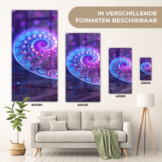 MuchoWow® Peinture sur verre 80x160 cm - Peinture sur verre acrylique - Abstrait - Coquillages - Glitter - Photo sur verre - Peintures