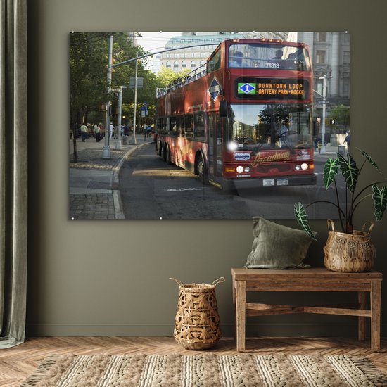 Un bus à impériale en plexiglas de New York 180x120 cm - Tirage photo sur Glas (décoration murale en plexiglas) XXL / Groot format!