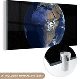 MuchoWow® Glasschilderij 40x20 cm - Schilderij acrylglas - Satellietbeeld van Afrika - Foto op glas - Schilderijen