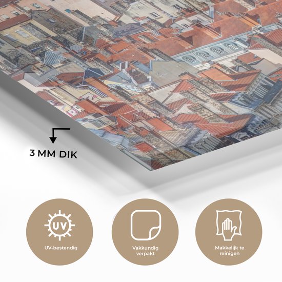 Les beaux toits rouges de la ville de Lyon en France Plexiglas 30x20 cm - petit - Tirage photo sur Glas (décoration murale plexiglas)