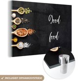 MuchoWow® Glasschilderij 60x40 cm - Schilderij acrylglas - Eten - Good food - Spreken - Quotes - Foto op glas - Schilderijen