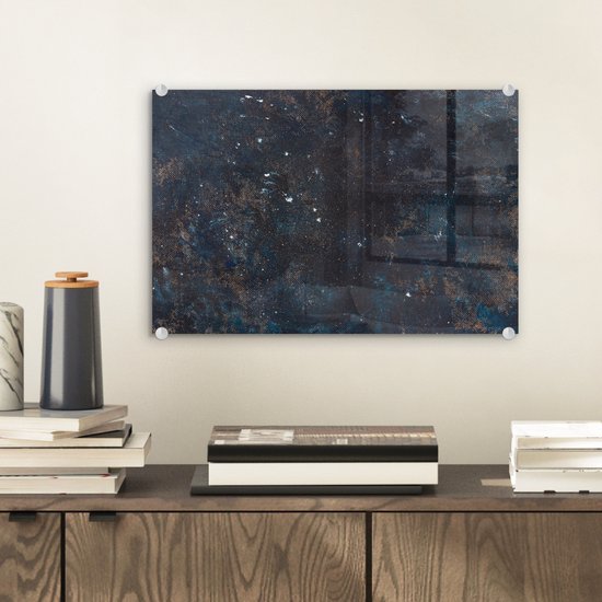 MuchoWow® Glasschilderij 30x20 cm - Schilderij acrylglas - Leisteen - Grijs - Beton - Industrieel - Foto op glas - Schilderijen