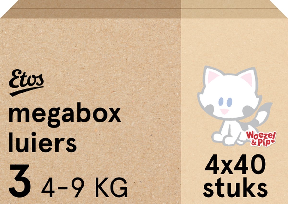 Goedkoopste Etos Luiers - Woezel & Pip - Maat 3 - 4 tot 9kg - Megabox - 160 stuks