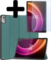 Hoes Geschikt voor Lenovo Tab P11 (2e Gen) Hoes Luxe Hoesje Book Case Met Screenprotector - Hoesje Geschikt voor Lenovo Tab P11 (2nd Gen) Hoes Cover - Donkergroen