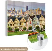MuchoWow® Glasschilderij - San Francisco - Huizen - Tuin - 60x40 cm - Acrylglas Schilderijen - Foto op Glas