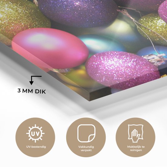 Peinture sur Verre - Gros Plan de Boules de Noël Colorées - 40x30 cm - Peintures sur Verre Peintures - Photo sur Glas