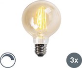 LUEDD Set van 3 E27 dimbare LED Filament lampen goldline G95 5W 450LM 2200K