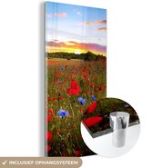 MuchoWow® Glasschilderij 80x160 cm - Schilderij acrylglas - Bloemen - Zonsondergang - Kleuren - Foto op glas - Schilderijen