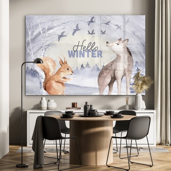 MuchoWow® Peinture sur verre 150x100 cm - Peinture sur verre acrylique - Neige - Hiver - Animaux - Photo sur verre - Peintures