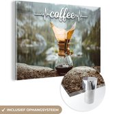 MuchoWow® Peinture sur verre 180x120 cm - Peinture sur verre acrylique - Coffee - Citations - Café - Dictons - Photo sur verre - Peintures