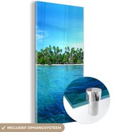 MuchoWow® Glasschilderij 60x120 cm - Schilderij acrylglas - Eiland - Tropisch - Zee - Foto op glas - Schilderijen