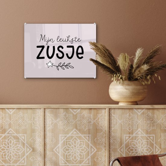 MuchoWow® Peinture sur verre 40x30 cm - Peinture sur verre acrylique - Citations - Dictons - Ma plus belle sœur - Sœur - Photo sur verre - Peintures