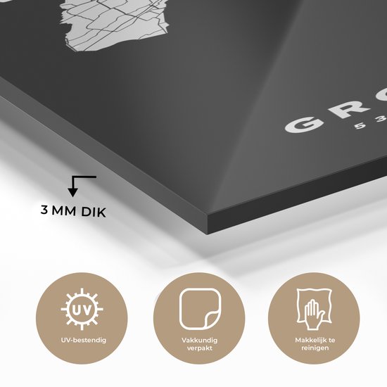 Peinture sur verre - Groningen - Pays- Nederland - Zwart - 20x30 cm - Peintures Plexiglas