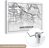 MuchoWow® Glasschilderij 60x40 cm - Schilderij acrylglas - Stadskaart - Amsterdam - Nederland - Foto op glas - Schilderijen - Plattegrond