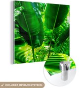 MuchoWow® Glasschilderij 50x50 cm - Schilderij acrylglas - Tropische bladeren in jungle fotoprint - Foto op glas - Schilderijen