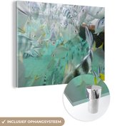MuchoWow® Glasschilderij 80x60 cm - Schilderij acrylglas - School vissen - Foto op glas - Schilderijen
