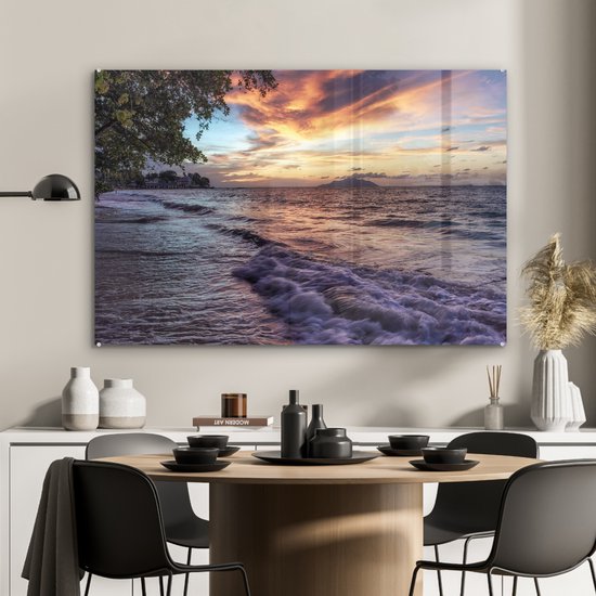 Peinture sur Verre - Coucher de Soleil aux Seychelles - 120x80 cm - Peintures sur Verre Peintures - Photo sur Glas