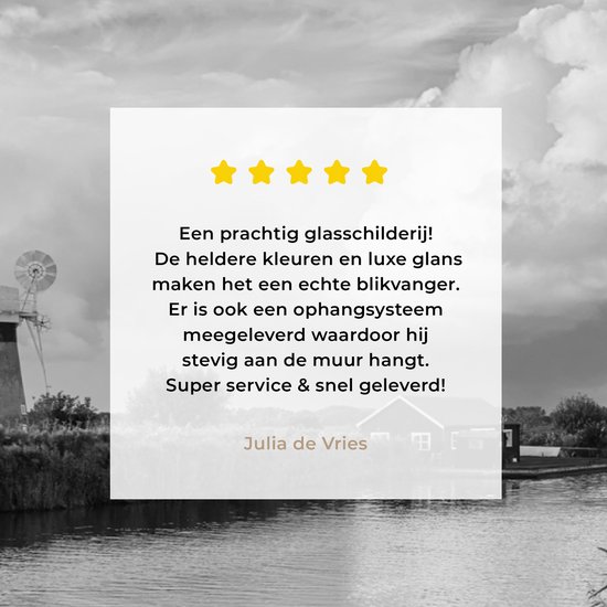 MuchoWow® Peinture sur verre 60x40 cm - Peinture sur verre acrylique - Lever de soleil au parc national des Broads en Angleterre en noir et blanc - Photo sur verre - Peintures