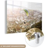 MuchoWow® Glasschilderij 90x60 cm - Schilderij acrylglas - Ontdek de wereld vanuit de lucht - Foto op glas - Schilderijen