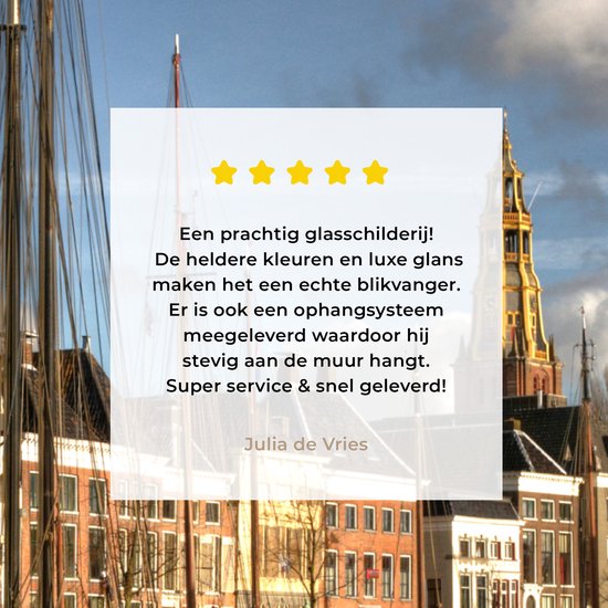 MuchoWow® Peinture sur verre - Groningen - Maison du canal - Voilier - 20x20 cm - Peintures sur verre acrylique - Photo sur Glas