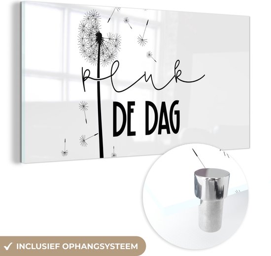 MuchoWow® Glasschilderij 40x20 cm - Schilderij acrylglas - Quotes - Spreuken - Carpe diem - Pluk de dag - Foto op glas - Schilderijen