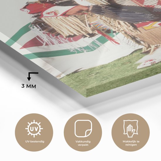 Peinture sur verre - Un Indien devant un tipi - 20x40 cm - Peintures sur Verre Peintures - Photo sur Glas