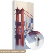MuchoWow® Glasschilderij - Mistig rond de Golden Gate Bridge en San Francisco - 40x80 cm - Acrylglas Schilderijen - Foto op Glas