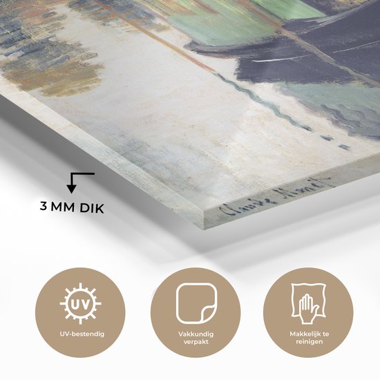 MuchoWow® Peinture sur verre 40x30 cm - Peinture sur verre acrylique - Le bateau atelier - Peinture de Claude Monet - Photo sur verre - Peintures