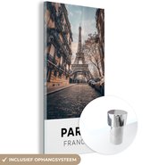 MuchoWow® Glasschilderij 80x160 cm - Schilderij acrylglas - Parijs - Frankrijk - Eiffeltoren - Foto op glas - Schilderijen