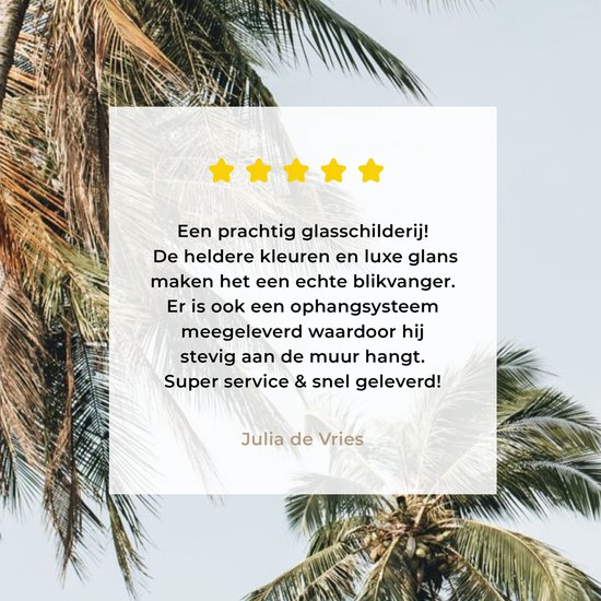 MuchoWow® Peinture sur verre 120x160 cm - Peinture sur verre acrylique - Palmiers - Été - Tropical - Photo sur verre - Peintures