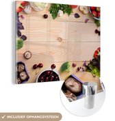 MuchoWow® Peinture sur verre 160x120 cm - Peinture sur verre acrylique - Fruits - Fraises - Paprika - Cuisine - Photo sur verre - Peintures