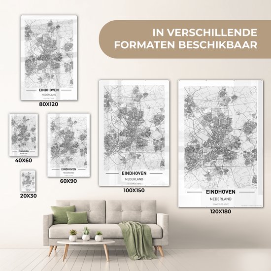 Peinture sur Verre - Plan de la Ville d'Eindhoven - 120x180 cm - Peintures sur Verre Peintures - Photo sur Glas