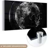 MuchoWow® Glasschilderij 40x20 cm - Schilderij acrylglas - Aarde - Lijn - Zwart - Wit - Foto op glas - Schilderijen