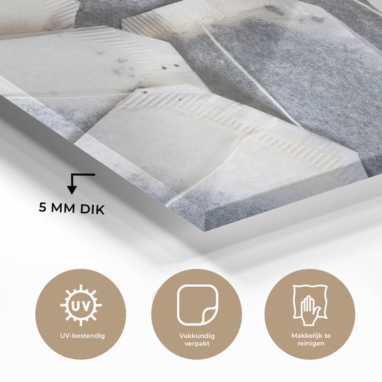 MuchoWow® Peinture sur verre 180x120 cm - Peinture sur verre acrylique - Fond sachets de thé - Photo sur verre - Peintures